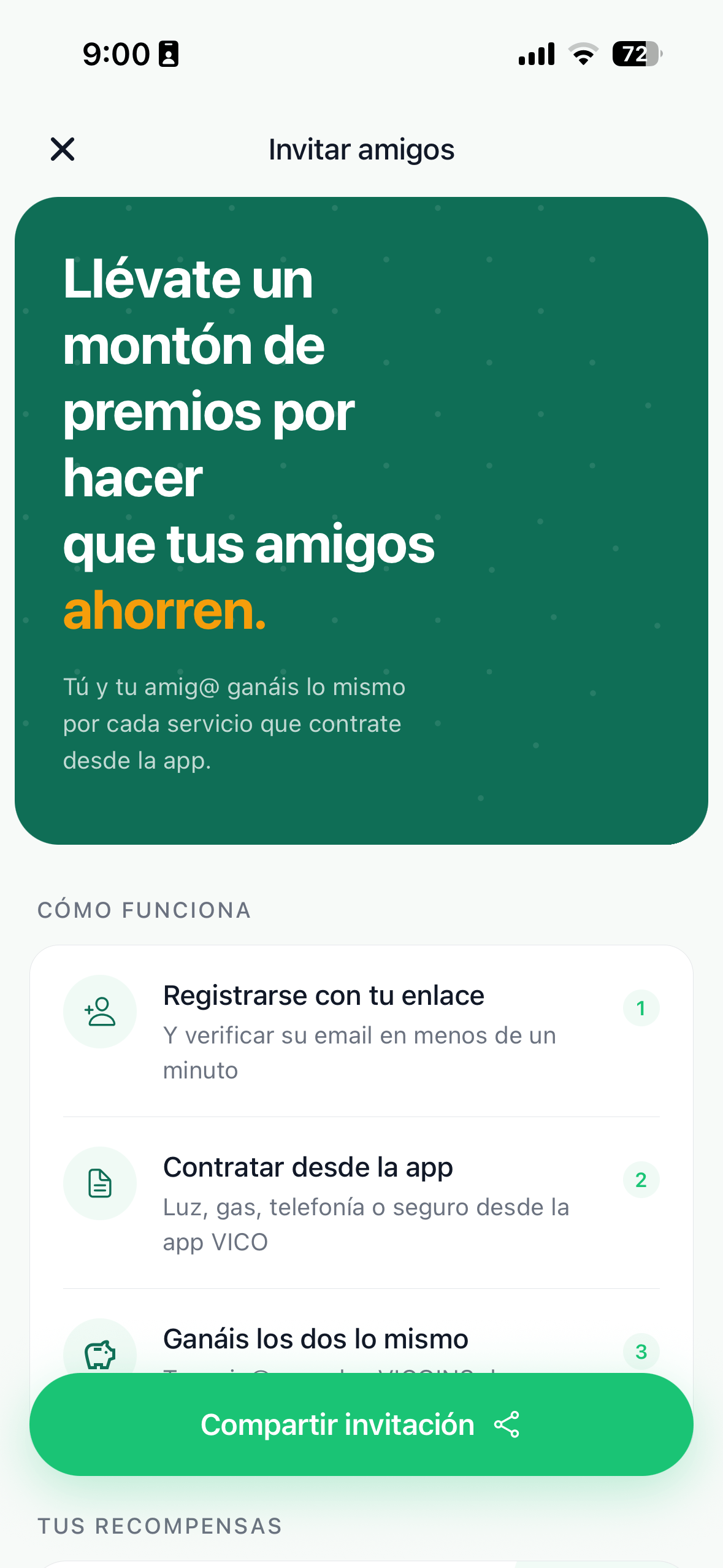 App VICO — invita y gana
